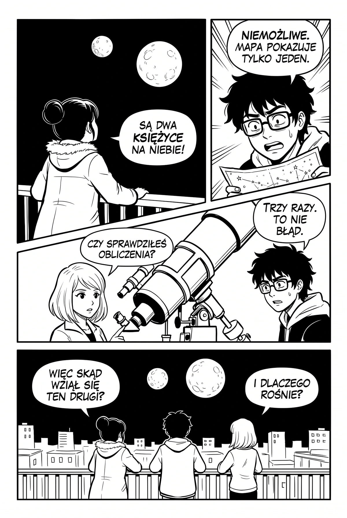 The same sci-fi manga page lettered in Polish
